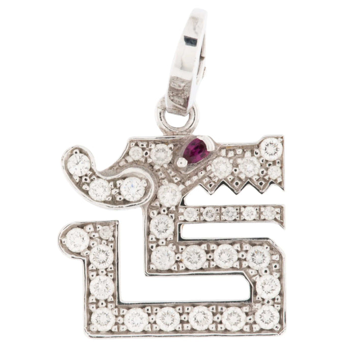 Pendentif CARTIER - Le Baiser du Dragon - Pendentif en or blanc carats, diamants et rubis 58 Facettes