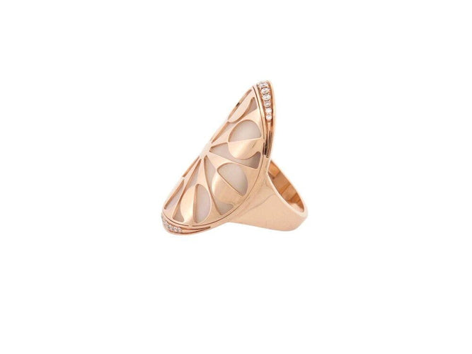 Bague 52 bague BULGARI intarsio nacre t52 en or rose 18k 14.3gr serti diamants 58 Facettes 267206
