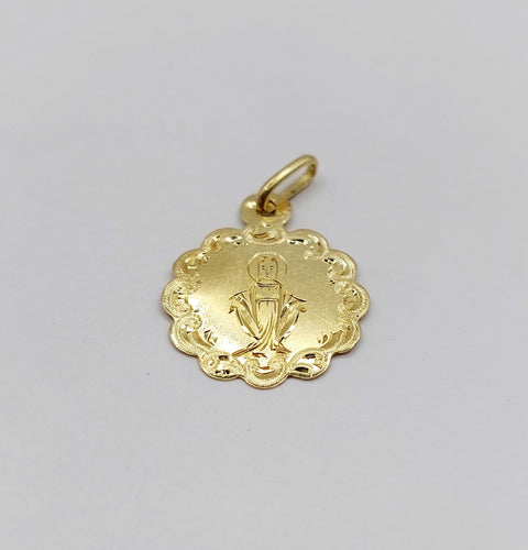Pendentif Petite médaille religieuse antique or jaune Vierge Marie (circa 1900) 58 Facettes A05912