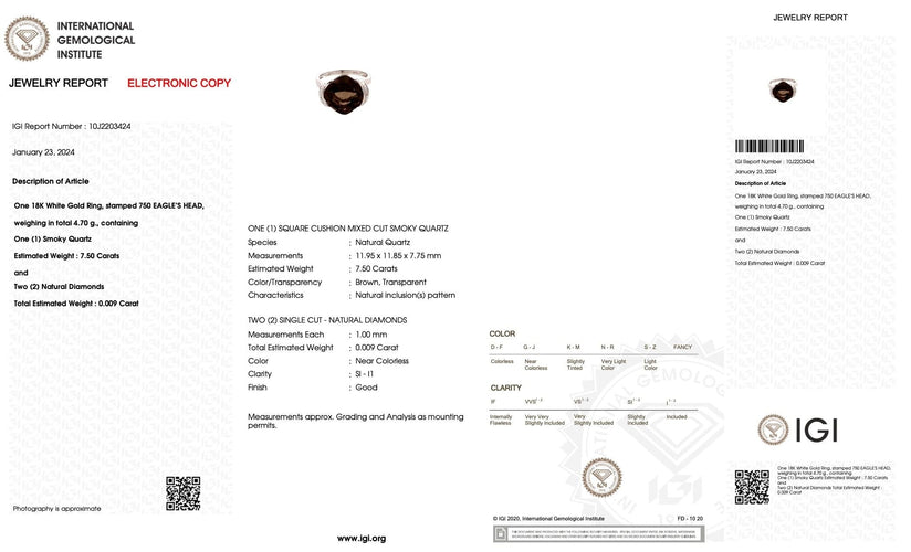 Bague 53 Bague cocktail en or blanc, diamants et quartz fumé 58 Facettes