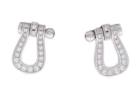 Boucles d'oreilles FRED - Boucles d'oreilles Force 10 PM or blanc et diamants 58 Facettes 99869