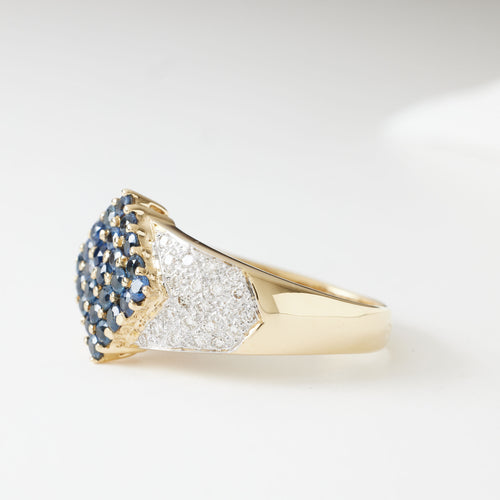Bague pavée saphirs diamants