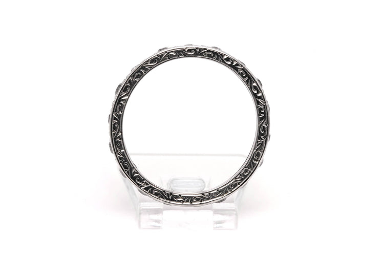 Bague 50 Bague Art Déco sertie de diamants old cut en or blanc 18 carats 58 Facettes B776