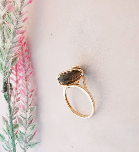 Bague 54.5 Bague Quartz fumé Or Jaune 58 Facettes AB 1074