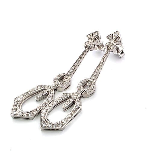 Boucles d'oreilles 1862 E - Boucles d’oreilles en platine et diamants 58 Facettes