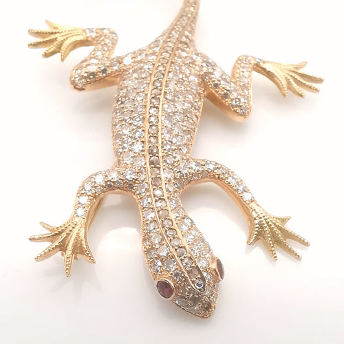 Broche Broche salamandre Or rose Diamants 6.94 ct 58 Facettes