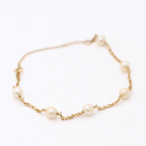 Bracelet Gold anklet with cultured pearls 58 Facettes E360713A