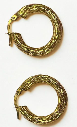 Boucles d'oreilles Boucles d'oreilles créoles rondes en or jaune texturé 58 Facettes 40