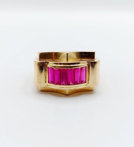 Bague 55 Bague tank art déco or rubis synthétiques 58 Facettes A03728