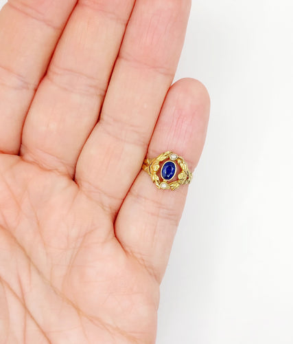 Bague 46 Bague art nouveau pierre bleue et perles en or 18k (circa 1910) 58 Facettes A06483