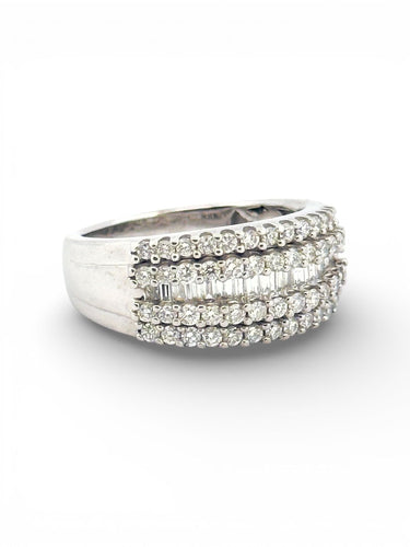 Bague 54 Bague bandeau en or blanc 18 carats et diamants 58 Facettes