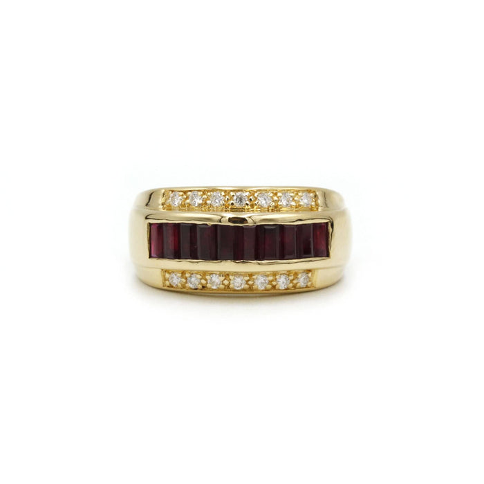 Bague Bague or jaune diamants rubis 58 Facettes 240289R