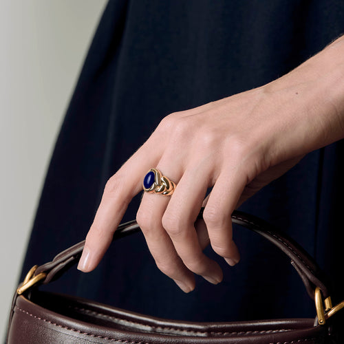 Bague 49 VAN CLEEF & ARPELS - Rare Bague en Or jaune tressé et lapis lazuli 58 Facettes 58FC8-1