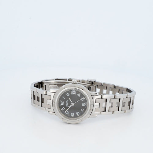 Montre Hermès - Montre Clipper cadran gris chiffres arabes en acier 58 Facettes