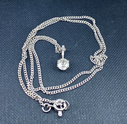 Collier Chaîne et pendentif en or blanc, diamant 0,40 carat 58 Facettes AB633