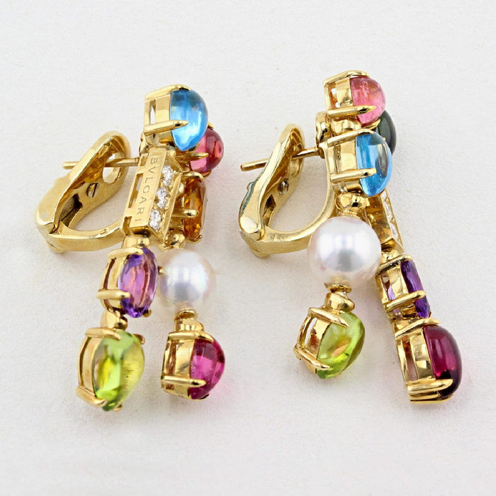 Boucles d'oreilles BULGARI - Boucles d'oreilles Allegra en or jaune, pierres de couleur et diamants 58 Facettes