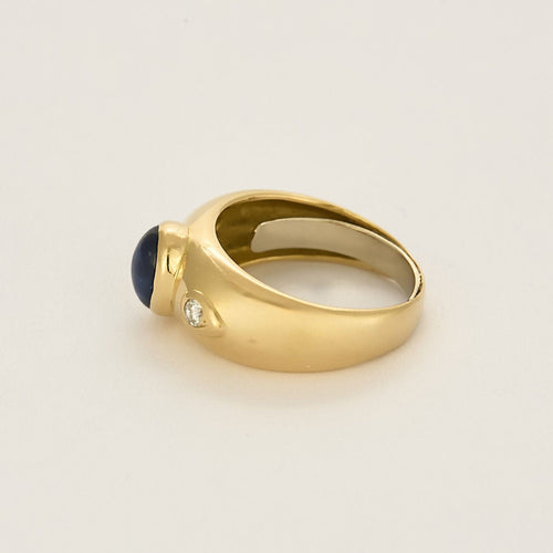 Bague 55 Bague jonc en or jaune, saphir et diamants 58 Facettes COG04412