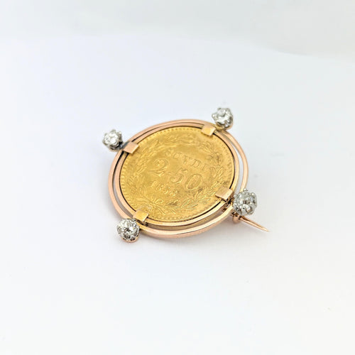 Pendentif Broche or jaune Médaille Pape diamants 58 Facettes 29049