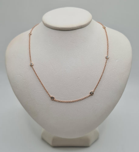 Collier Collier or rose serti de diamants 58 Facettes