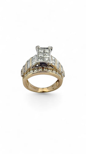 Bague 55 Bague en or bicolore 14 carats et diamants naturels 58 Facettes