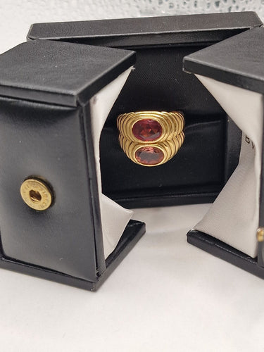 Bague 54 BULGARI - Bague Tubogas or jaune, tourmalines 58 Facettes