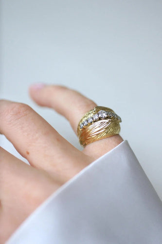 Bague Bague Boule Diamants sur Or jaune années 60 58 Facettes