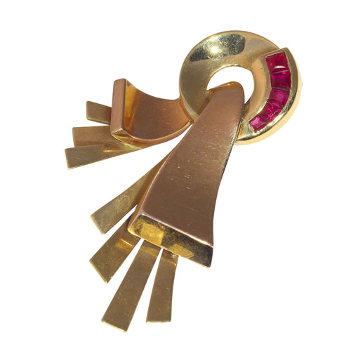 Broche Broche sertie de rubis rétro fabriquée en France 58 Facettes 12005-0030