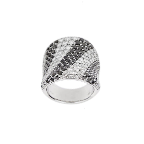Bague 55 Bague bandeau diamants noirs et blancs 58 Facettes 25639