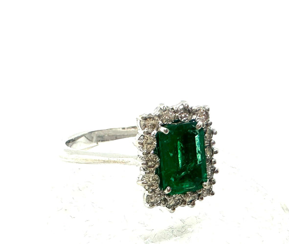 Bague 57 Bague Marguerite Émeraude Rectangulaire 58 Facettes