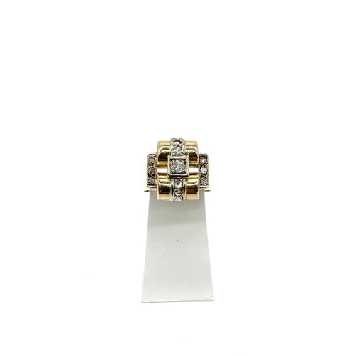 Bague 55 Bague tank or, platine et diamants 58 Facettes Z1351852