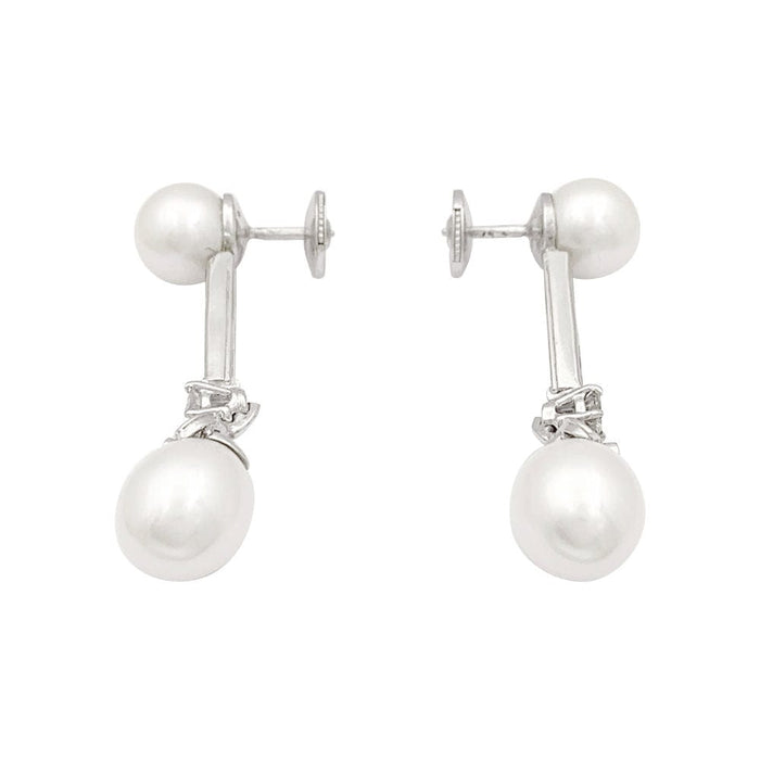 Boucles d'oreilles Boucles d'oreilles perles, diamants, platine, or blanc. 58 Facettes 33846