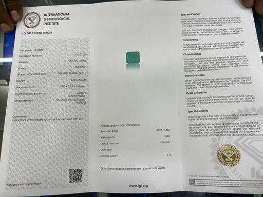 Gemstone Emeraude 5,28 cts certificat IGI 58 Facettes 432