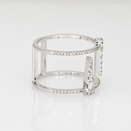 Bague 57 Bague Glaçon Diamant Taille 5,75 Or Blanc 18 carats Bijoux Abstraits Fins Estate 58 Facettes G13620