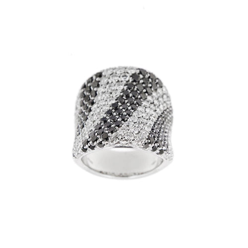 Bague 55 Bague bandeau diamants noirs et blancs 58 Facettes 25639