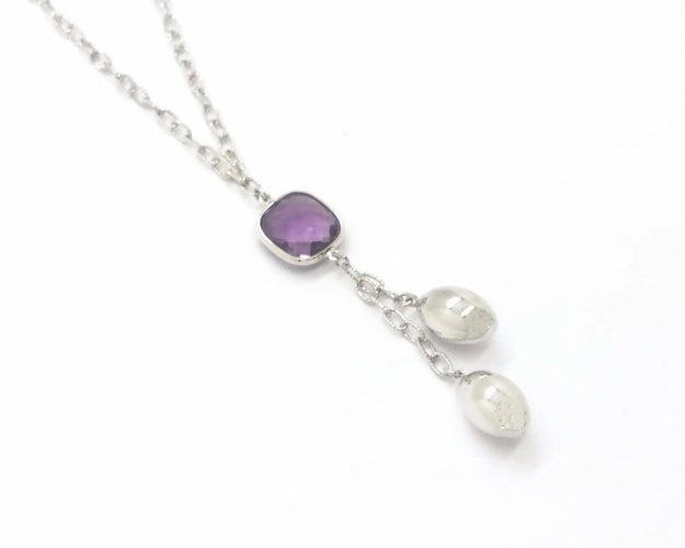 Collier Collier en or blanc avec améthyste 58 Facettes 6581