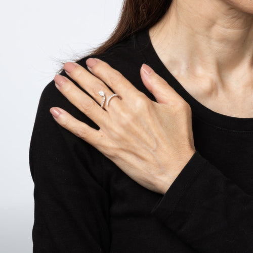 Bague Bague serpent en or blanc 14 carats, diamants, taille 6, bijoux de qualité supérieure, tailles mixtes 58 Facettes G14066