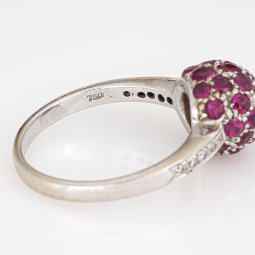 Bague 53 Bague empilable en or blanc avec rubis et diamants 58 Facettes G14017