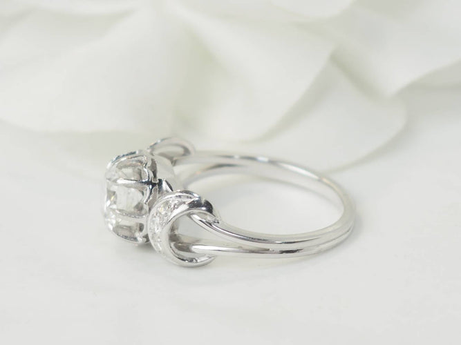 Bague 57 Bague solitaire en or blanc platine et diamant 1,20ct 58 Facettes 33557