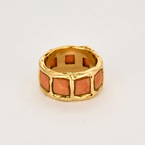 Bague 55 Bague jonc or jaune et corail 58 Facettes ALE4173