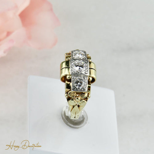 Bague 56 Bague en or jaune avec diamants 58 Facettes 2132