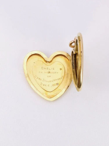 Pendentif Pendentif porte photo coeur Art Nouveau or jaune diamants taille rose 58 Facettes 1053.4