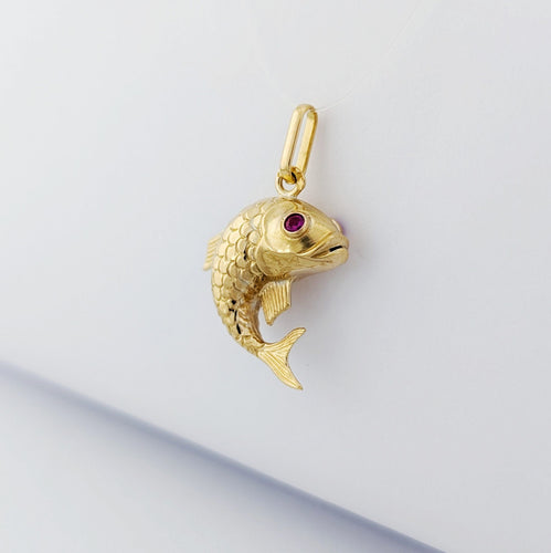 Pendentif Pendentif Poisson en or jaune et rubis 58 Facettes 33092