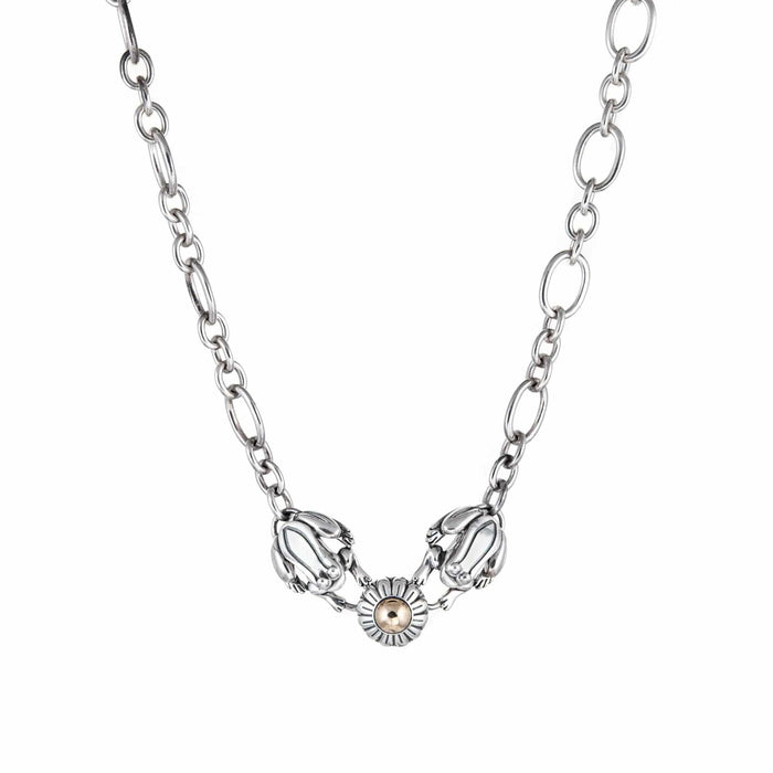 Collier Collier ras du cou en corde de coton or et argent de Barry Kieselstein 58 Facettes G13684