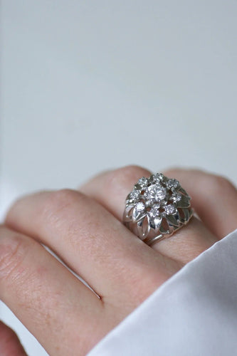 Bague 55 Bague Cocktail Diamants Or Blanc et Platine 58 Facettes