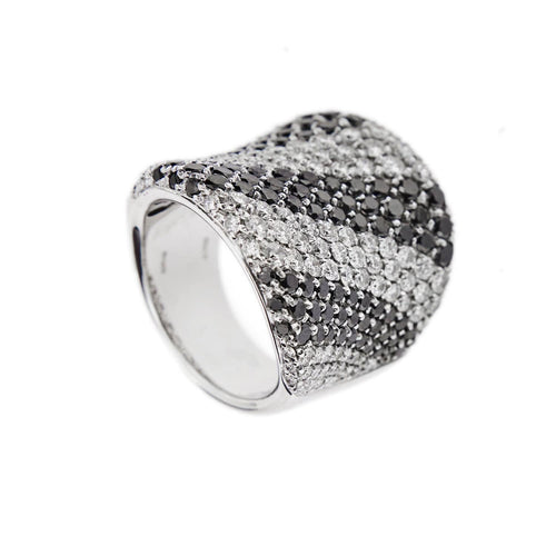 Bague 55 Bague bandeau diamants noirs et blancs 58 Facettes 25639