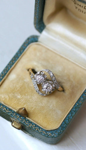 Bague 57 Bague de Fiançailles Toi et Moi Diamants 58 Facettes