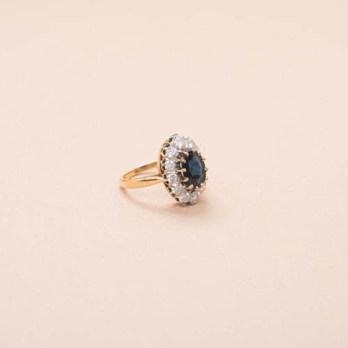 Bague Pompadour Vintage or jaune, Saphir 1.60 carat