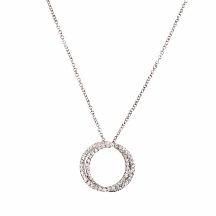 Collier Collier deux cercles en or blanc pavé de diamants 58 Facettes C83