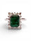 Bague 55 Bague en or blanc 18 carats diamants et émeraude 58 Facettes