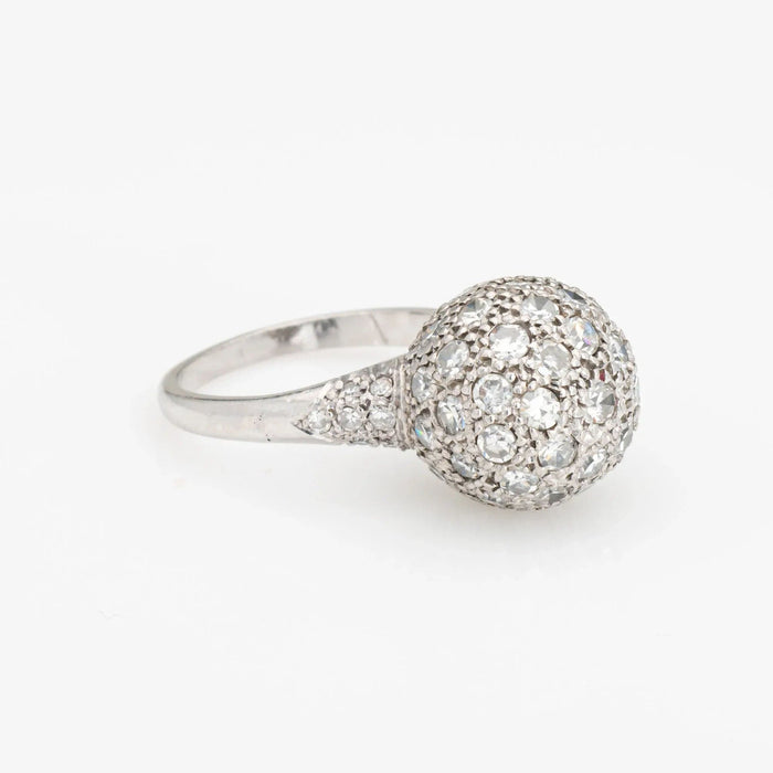 Bague 49 Bague orbe vintage en platine 1 ct pavé de diamants 58 Facettes G13455